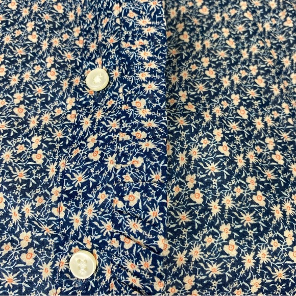 TROVATA Birds of Paradis ditzy floral print ruffle high neck button down blouse - Picture 9 of 9